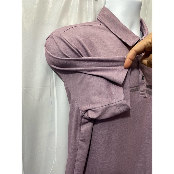 Travis Matthew Mens Shirt Large Purple Stripe Polo Short Sleeve - Picture 4 of 12